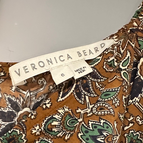 Veronica Beard Brown Floral Ruched Long-Sleeve Mini Dress - Picture 2 of 7